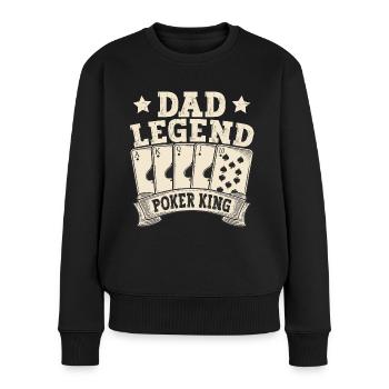 Dad Legend Poker King Retro Casino Papa - Women's Premium Organic Jumper - black - Front - Julia (174cm)