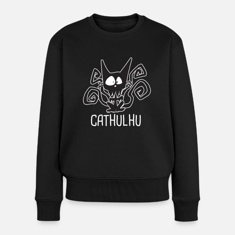 CATHULHU Lustiges Rollenspiel Katzen-RPG - Frauen Premium Bio Pullover - Schwarz