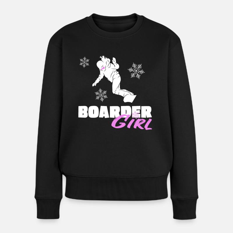 Snowboard Girl Mädchen Piste Boarder Board Schnee - Frauen Premium Bio Pullover - Schwarz