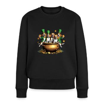 Fête de la Saint-Patrick Beagle I Célébration irlandaise - Pull Premium bio Femme - noir - Devant - Julia (174cm)