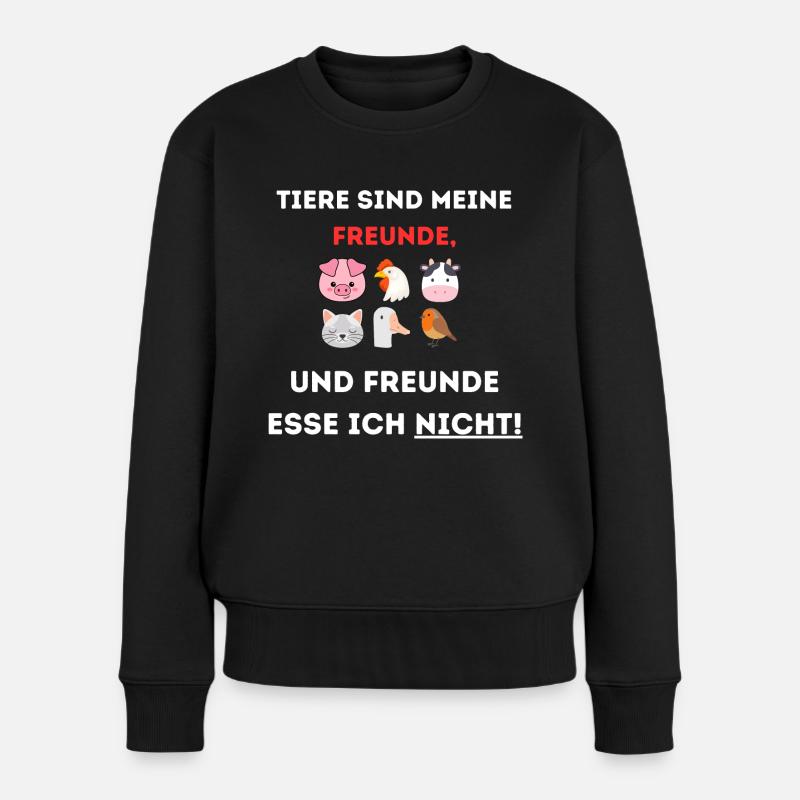 Tiere sind meine Freunde. - Frauen Premium Bio Pullover - Schwarz