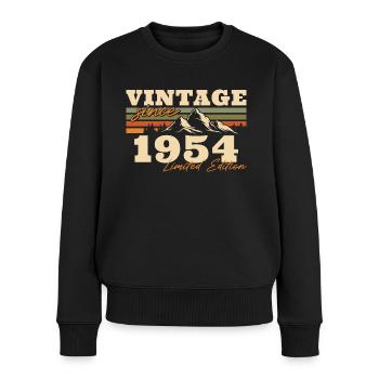 Berge Jahrgang 1954 geboren Geburtstagsgeschenk - Frauen Premium Bio Pullover - Schwarz - Vorne - Julia (174cm)