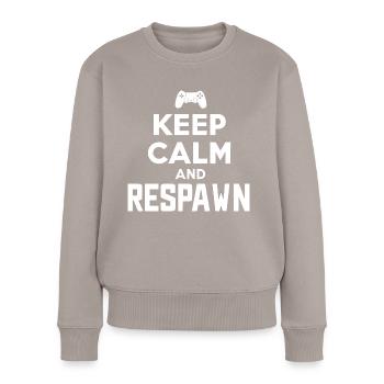 Restez calme et réapparaissez - Pull Premium bio Femme - taupe - Devant - Julia (174cm)
