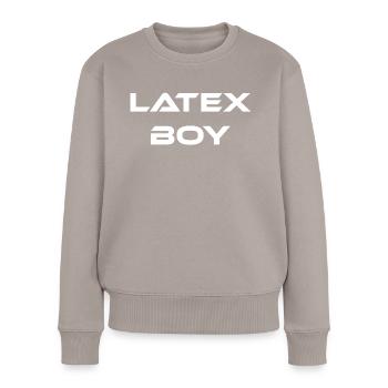 Font Design "Latex Boy" - Women's Premium Organic Jumper - taupe - Front - Julia (174cm)