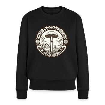Mandala Champignon Mystique - Art Nouveau Botanique - Pull Premium bio Femme - noir - Devant - Julia (174cm)