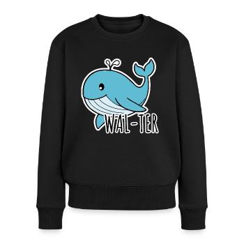 Walter der niedliche Blauwal - Frauen Premium Bio Pullover - Schwarz - Vorne - Julia (174cm)
