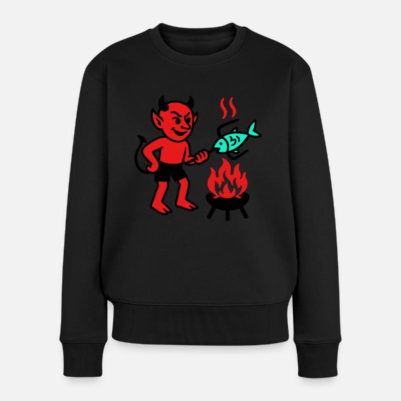 Diable avec poisson - Pull Premium bio Femme - noir