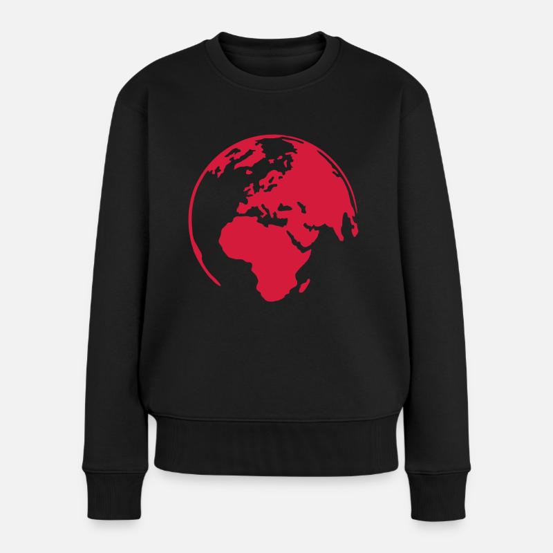 earth - Frauen Premium Bio Pullover - Schwarz
