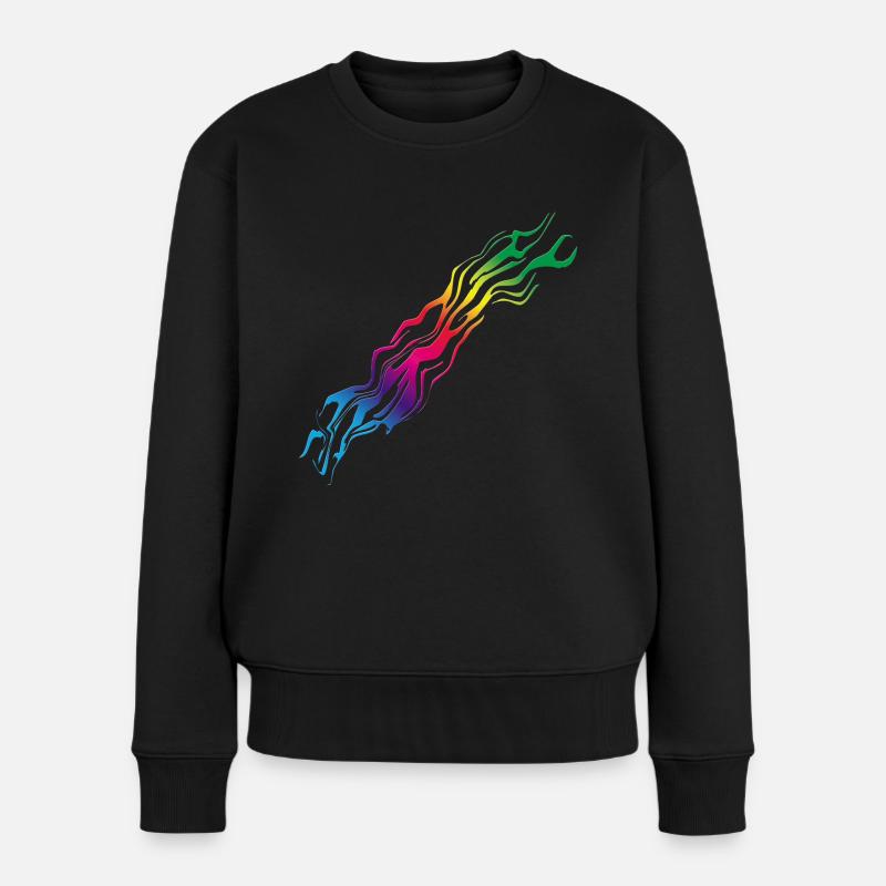Regenbogen / Rainbow - Frauen Premium Bio Pullover - Schwarz