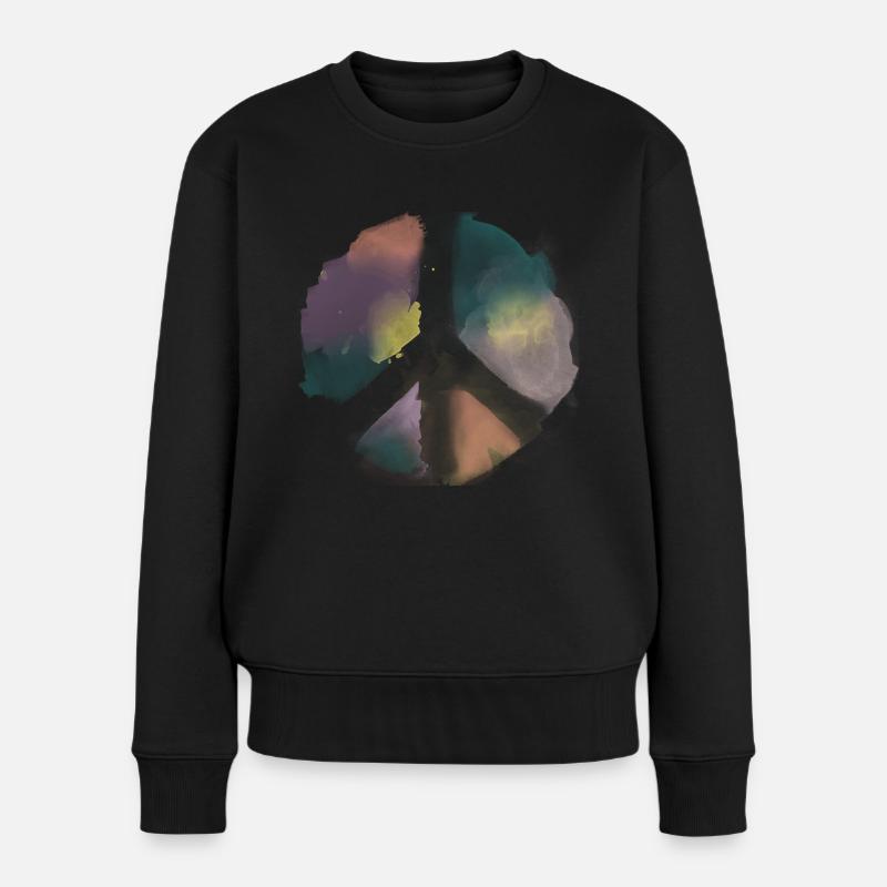 Water Color Peace Aquarell - Frauen Premium Bio Pullover - Schwarz