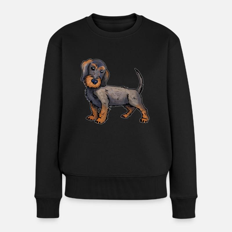 Rauhaardackel - Frauen Premium Bio Pullover - Schwarz