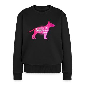 Liebende Bullterrier Mama - Frauen Premium Bio Pullover - Schwarz - Vorne - Julia (174cm)
