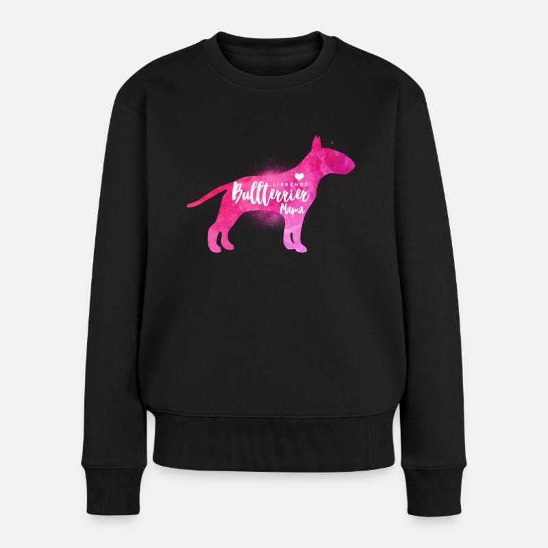 Liebende Bullterrier Mama - Frauen Premium Bio Pullover - Schwarz