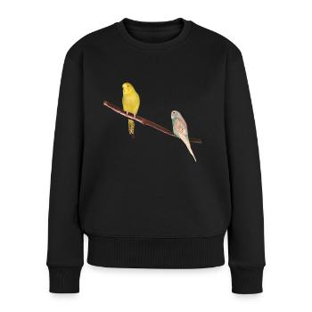 Wellensittiche - Frauen Premium Bio Pullover - Schwarz - Vorne - Julia (174cm)