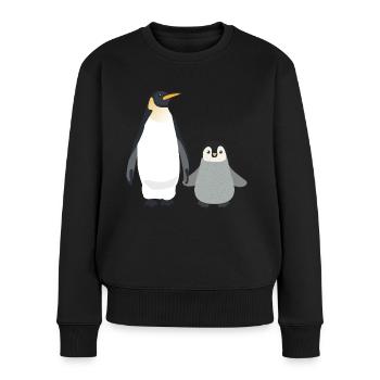 Parent And Child Penguin - Frauen Premium Bio Pullover - Schwarz - Vorne - Julia (174cm)