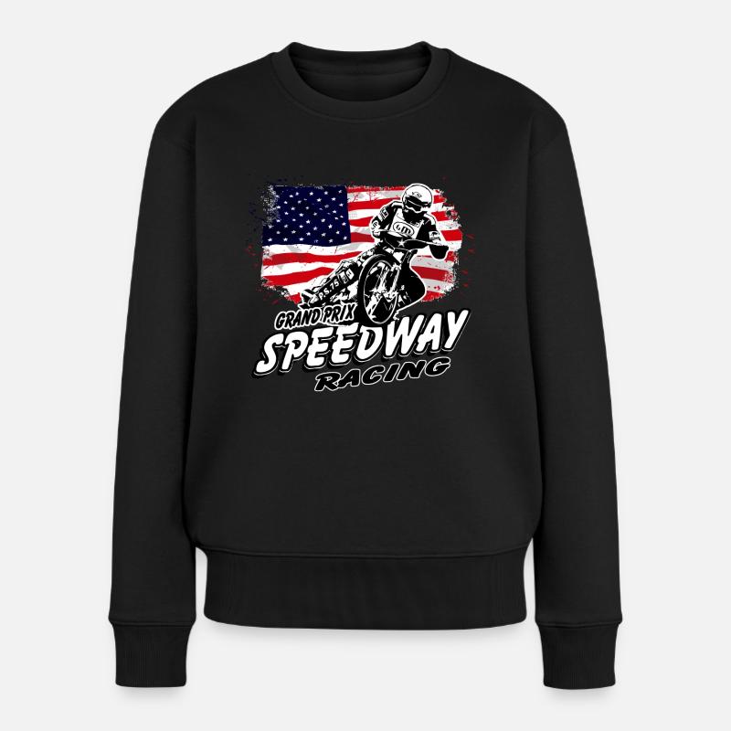 Speedway - USA Flag - Frauen Premium Bio Pullover - Schwarz