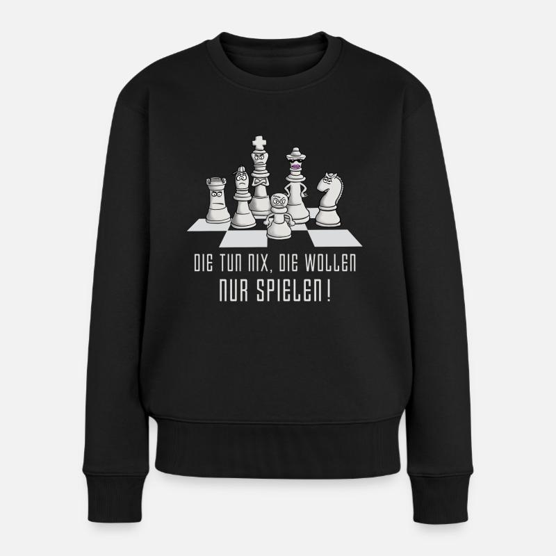 schach_die_wollen_nur_spielen_04_2017 - Frauen Premium Bio Pullover - Schwarz