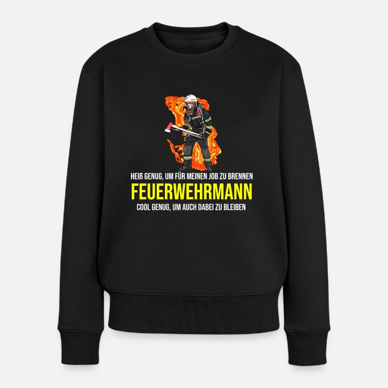 Feuerwehrmann Feuerwehr - Frauen Premium Bio Pullover - Schwarz