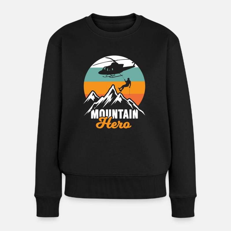 Bergrettung Hubschrauber Mountain Hero - Frauen Premium Bio Pullover - Schwarz