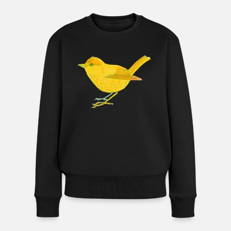 Gelber Vogel - Frauen Premium Bio Pullover - Schwarz