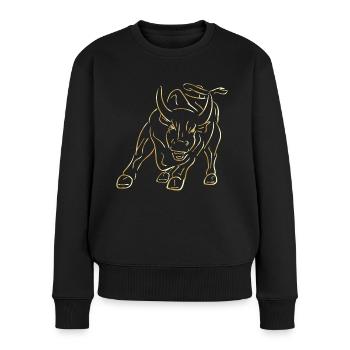 Taureau / Wall Street Haussier / Bourse / Lambo - Pull Premium bio Femme - noir - Devant - Julia (174cm)