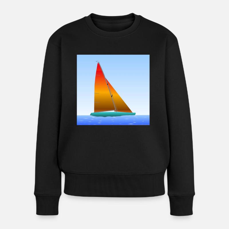 Segelschiff - Frauen Premium Bio Pullover - Schwarz
