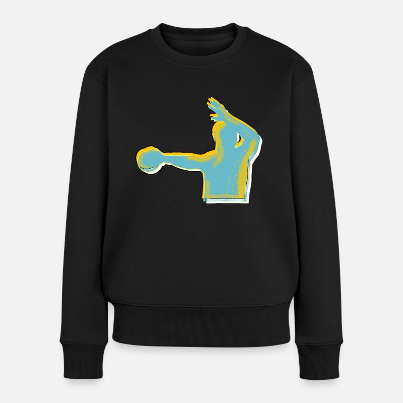 Handball Spieler Design - Frauen Premium Bio Pullover - Schwarz