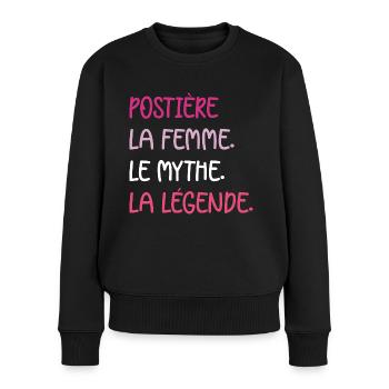 La femme le mythe la légende postière - Pull Premium bio Femme - noir - Devant - Julia (174cm)