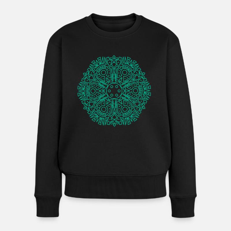 maya pattern - Frauen Premium Bio Pullover - Schwarz