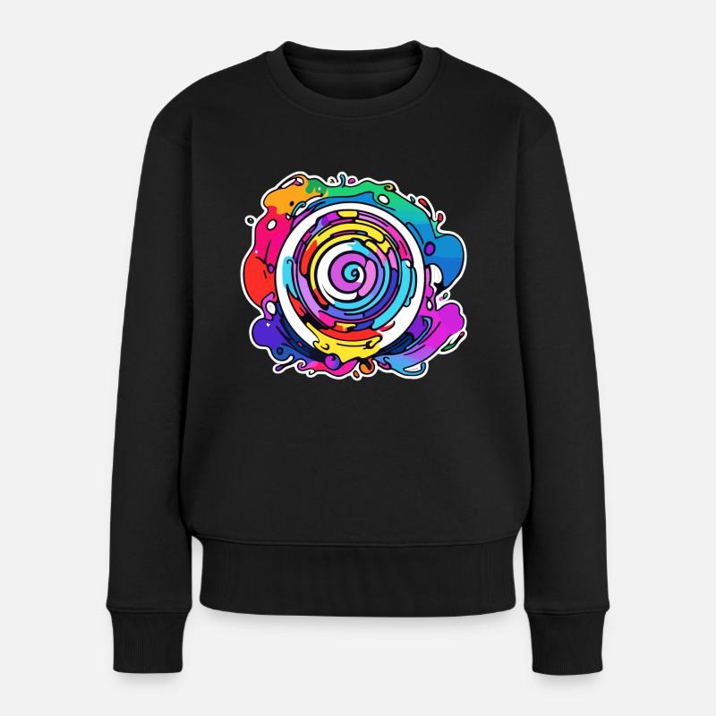 Verspielte Farben - Frauen Premium Bio Pullover - Schwarz