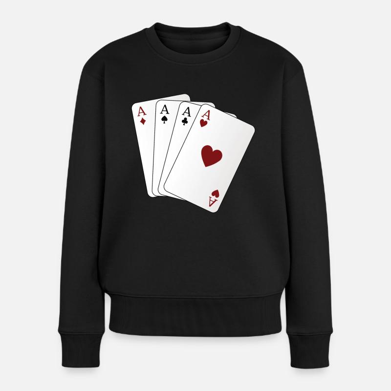 Spielkarten Ass - Frauen Premium Bio Pullover - Schwarz