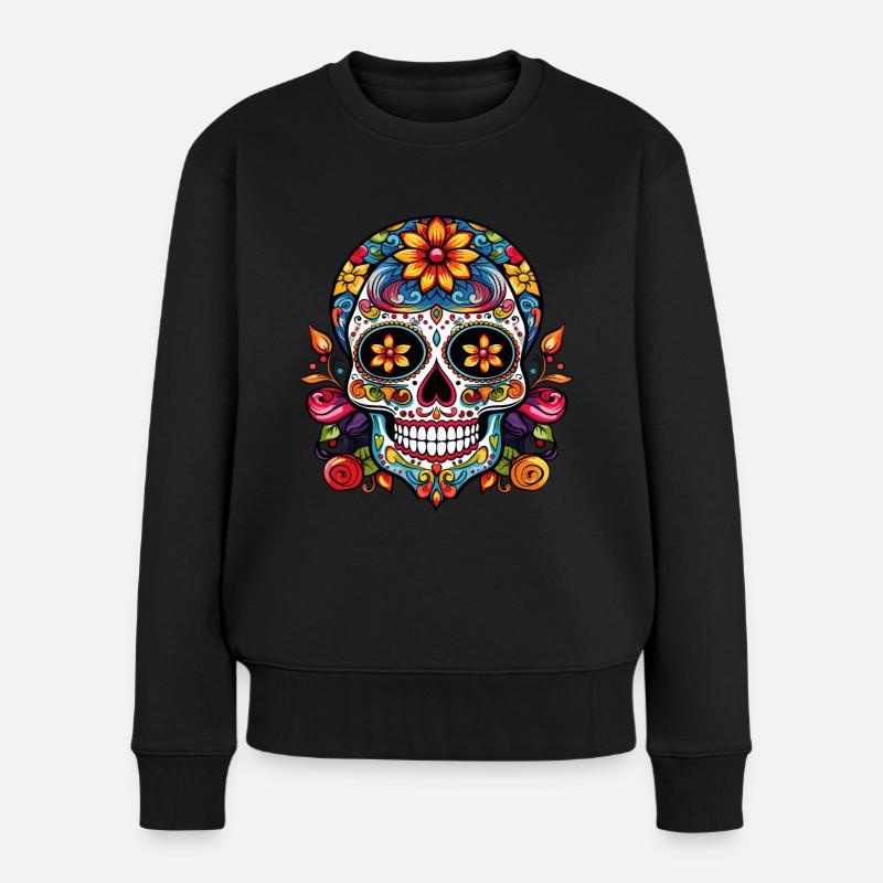 Crâne de sucre Méxicain - Pull Premium bio Femme - noir