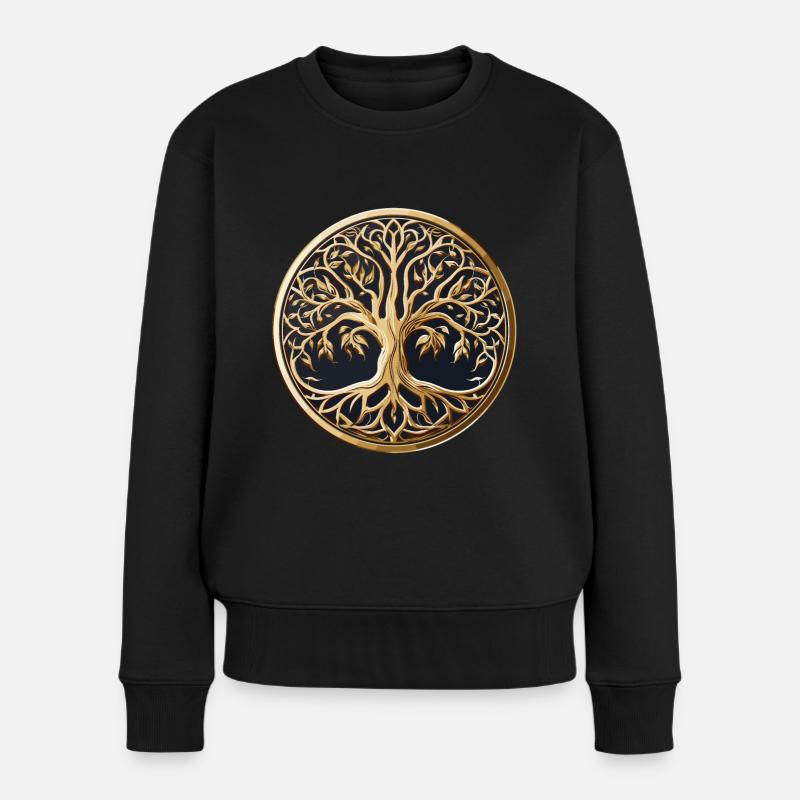 Baum des Lebens - Frauen Premium Bio Pullover - Schwarz
