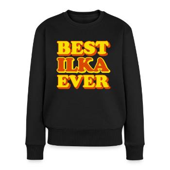 Ilka Prénom Drôle Cadeau - Pull Premium bio Femme - noir - Devant - Julia (174cm)