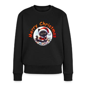 Christmas Cat Fairy Lights - Frauen Premium Bio Pullover - Schwarz - Vorne - Julia (174cm)