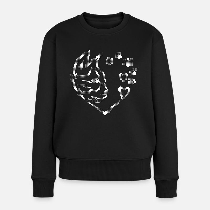 Chat petit cœur graphique - Pull Premium bio Femme - noir