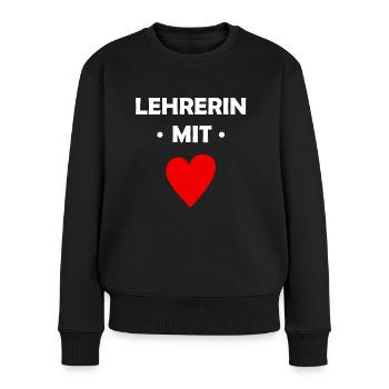 Lehrerin mit Herz - Schule - Schüler - Unterricht - Frauen Premium Bio Pullover - Schwarz - Vorne - Julia (174cm)