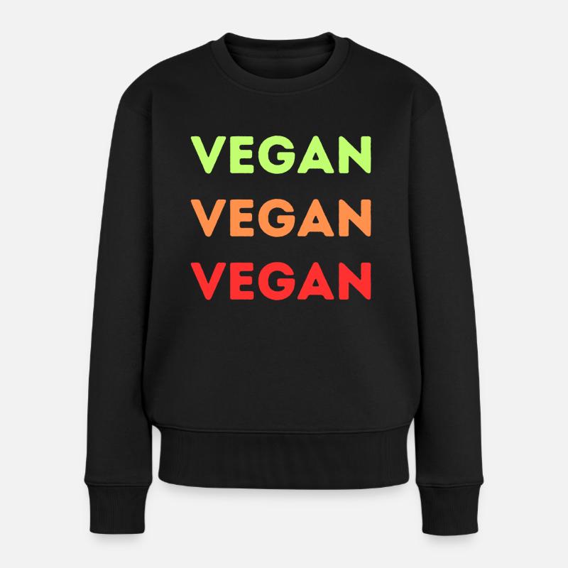 VEGAN - Frauen Premium Bio Pullover - Schwarz