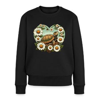 Schildkröten-Liebhaber - Frauen Premium Bio Pullover - Schwarz - Vorne - Julia (174cm)