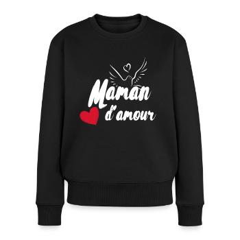 Maman d'amour - Pull Premium bio Femme - noir - Devant - Julia (174cm)