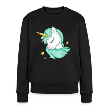Süßes Einhorn - Frauen Premium Bio Pullover - Schwarz - Vorne - Julia (174cm)