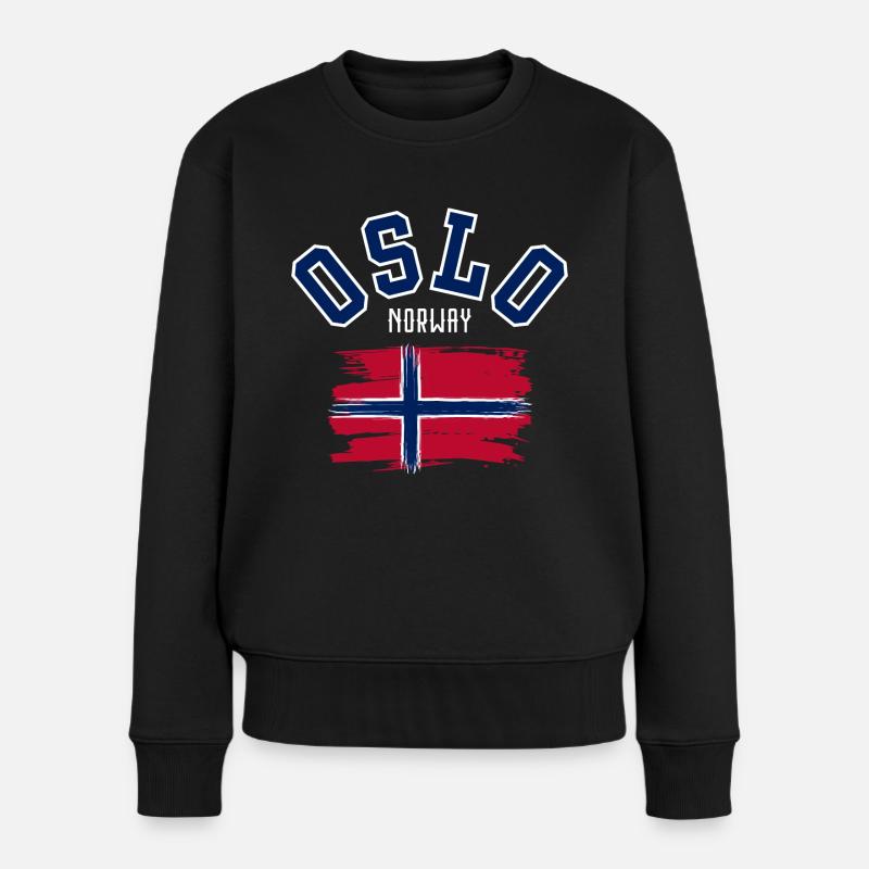 Oslo, Norwegen - Frauen Premium Bio Pullover - Schwarz