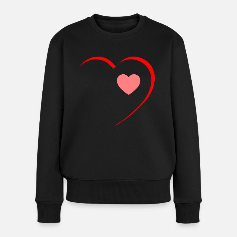 Habe ein großes Herz - Frauen Premium Bio Pullover - Schwarz