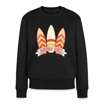 Sommer-Vibes 2 - Frauen Premium Bio Pullover - Schwarz - Vorne - Julia (174cm)