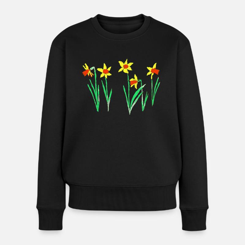 Daffodils - Women's Premium Organic Jumper - black