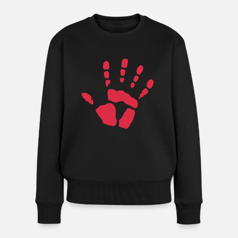 Hand Handabdruck - Frauen Premium Bio Pullover - Schwarz