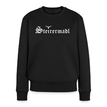 Steirermadl mit Hirsch - Frauen Premium Bio Pullover - Schwarz - Vorne - Julia (174cm)