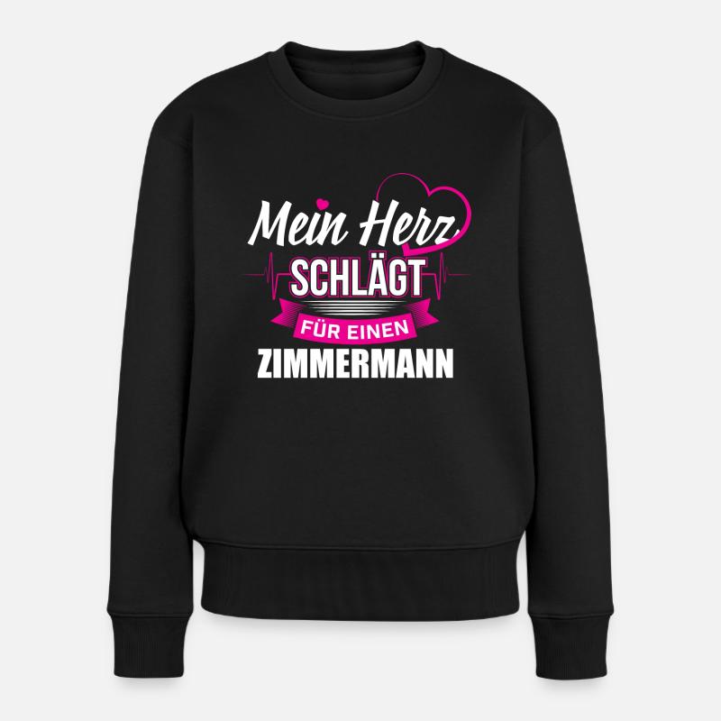 Dachdecker Zimmermann Herz - Frauen Premium Bio Pullover - Schwarz