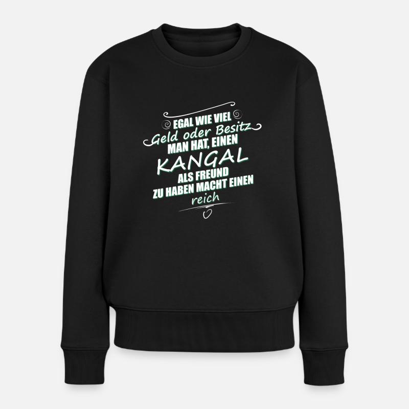 KANGAL - macht einen reich - Frauen Premium Bio Pullover - Schwarz