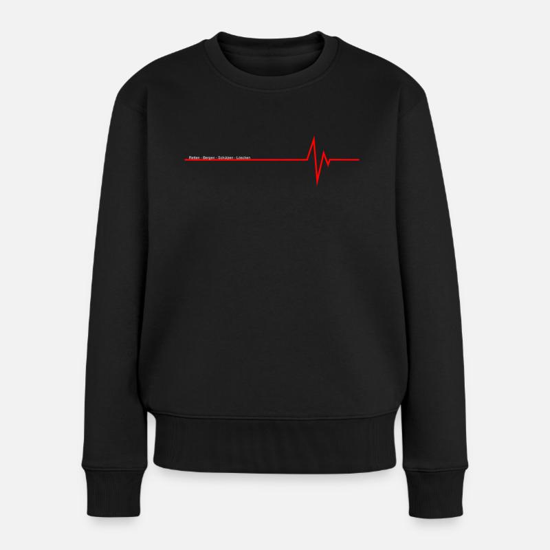 Herzschlag Feuerwehr - Frauen Premium Bio Pullover - Schwarz